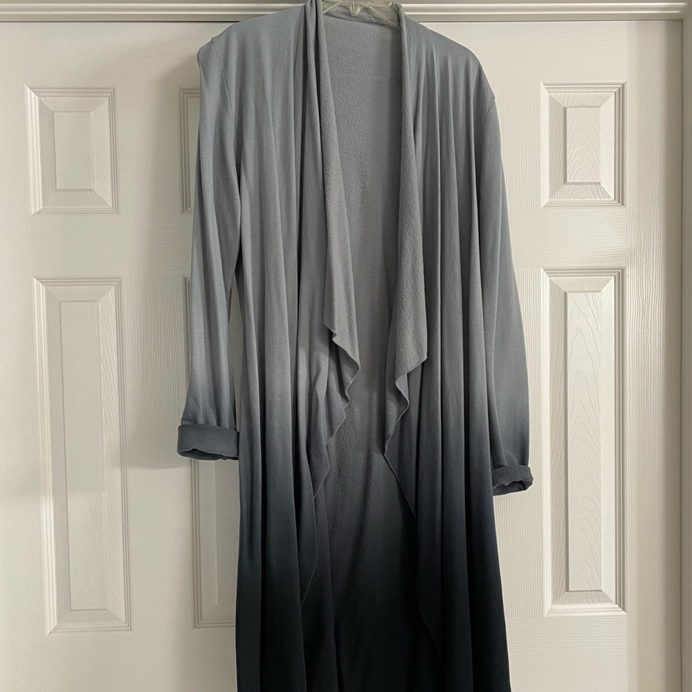 Light gray to dark gray, Ombré effect, cardigan/wrap. Lightweight and size Med.